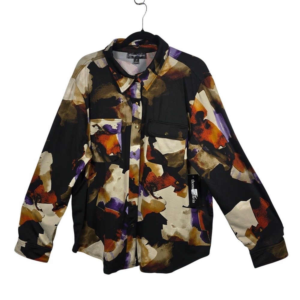 Thomas & Olivia Artistic Expressions Woman Button Down Shirt 2X Abstract Art New